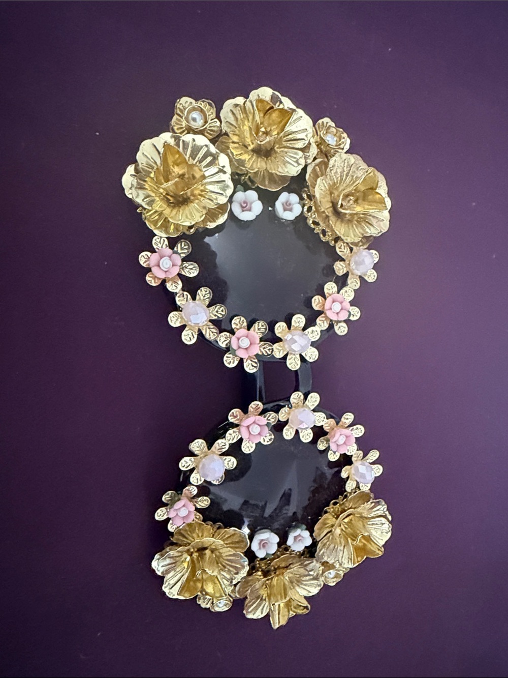 Meghan LA Gold and Pink Floral Oversized Sunglasses